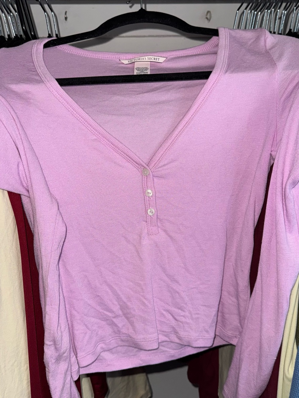 Victoria's Secret Lavender Long-Sleeve Henley Top